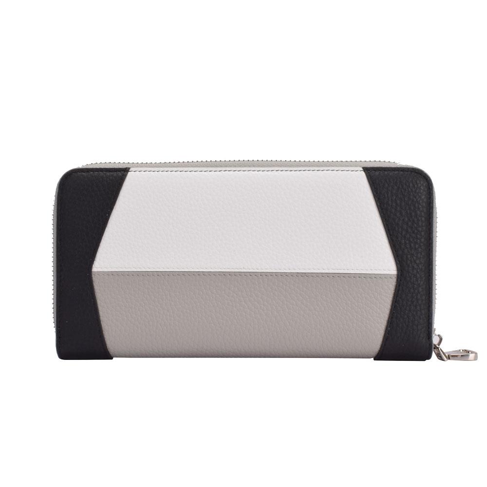 Elegant leather long wallet featuring a sophisticated design with two distinct color blocks for a touch of luxury.