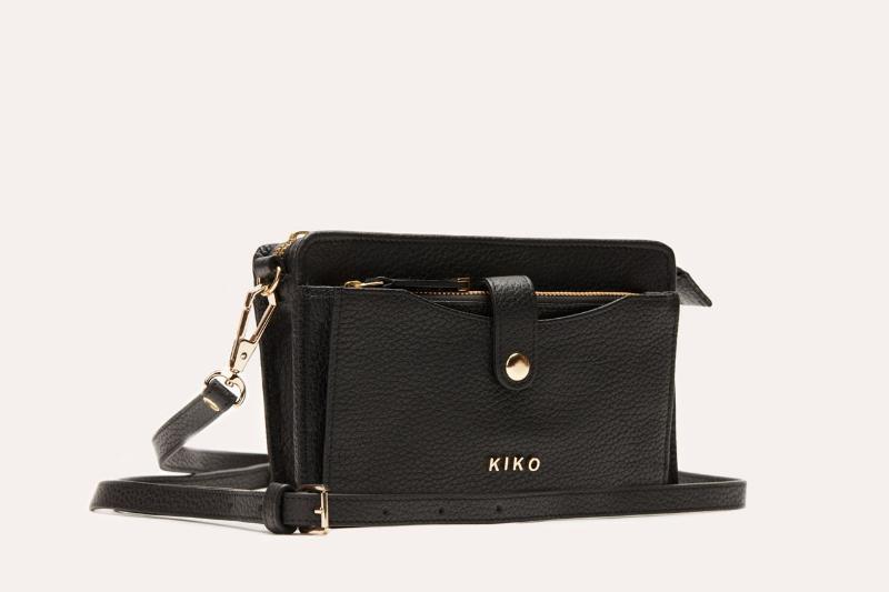 The kiko crossbody bag in black, featuring a modern design ideal for everyday use and effortless style.