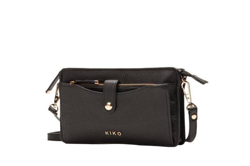 The Kiko crossbody bag in black, featuring a modern design ideal for everyday use and effortless style.