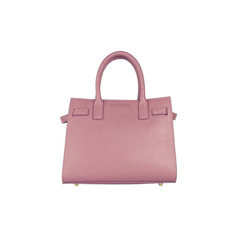 Elegant pink calfskin handbag, showcasing luxurious leather craftsmanship and a chic design for the discerning fashionista.