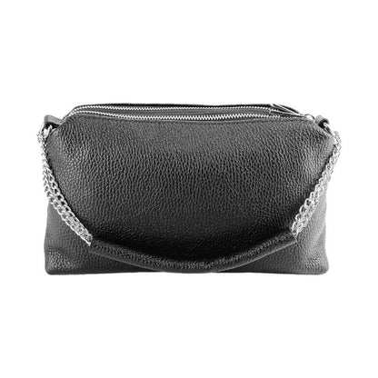 Elegant black purse featuring a chic chain and strap, perfect for adding a touch of sophistication to any ensemble.his handbag boasts a refined and classy design, making it exclusive and versatile for any occasion.