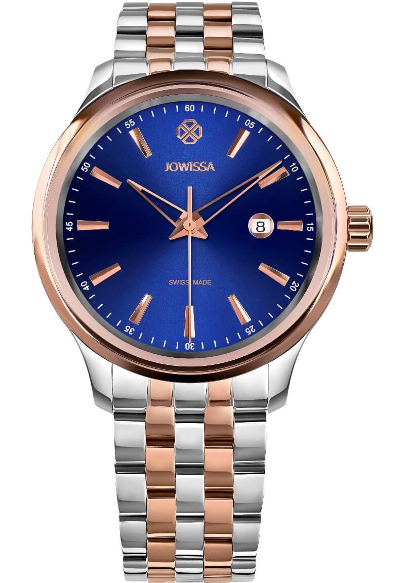 This good-looking Tiro has a vibrant blue dial with calendar function and polished gold-tone markers.